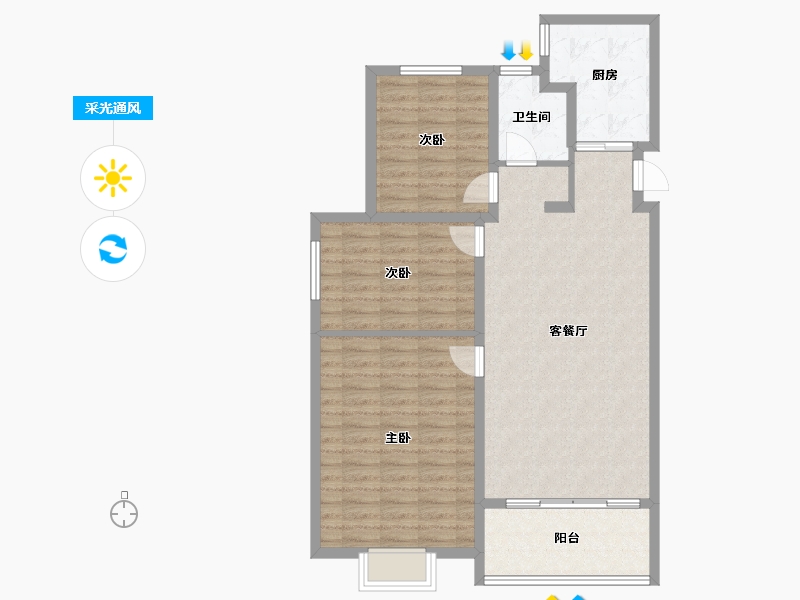 天津-天津市-天成和平里-96.00-户型库-采光通风