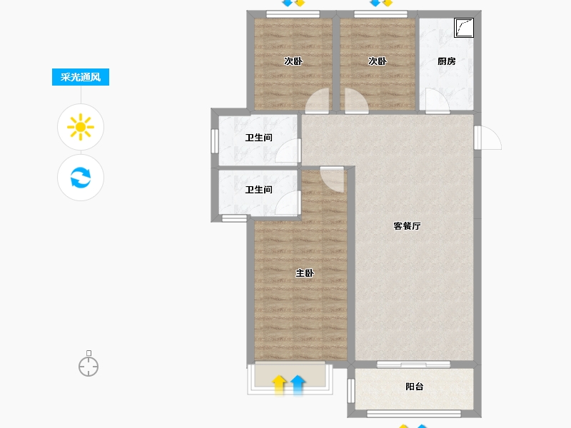 河北省-邯郸市-盛世天城-103.00-户型库-采光通风