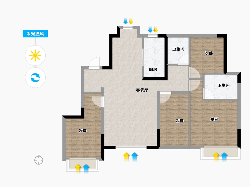 福建省-福州市-阳光城象屿登云湖-101.05-户型库-采光通风