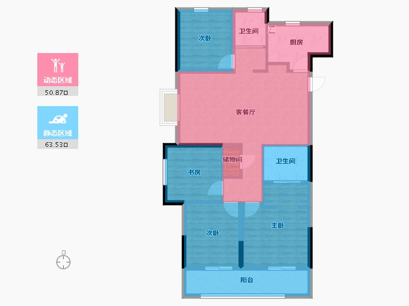 浙江省-杭州市-香栖天第-102.40-户型库-动静分区