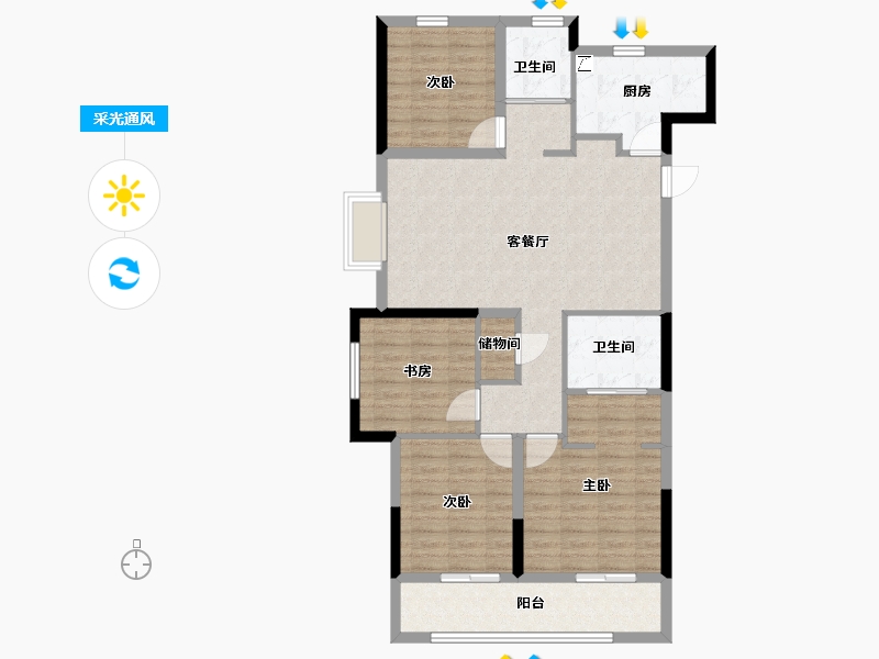 浙江省-杭州市-香栖天第-102.40-户型库-采光通风