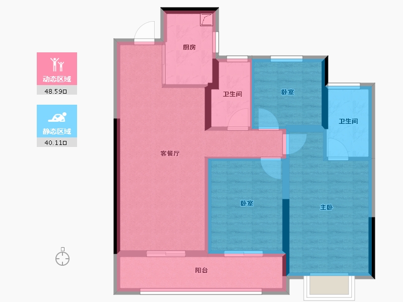 浙江省-杭州市-融创金昌启亚杭臻源-78.49-户型库-动静分区