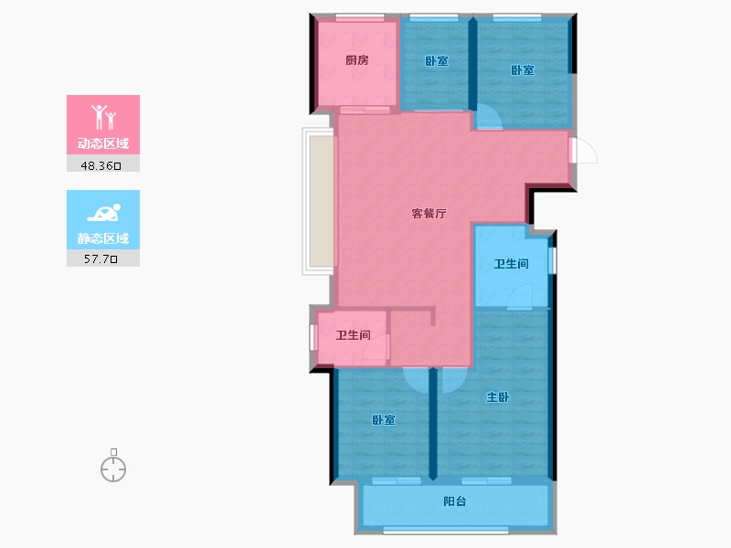 浙江省-杭州市-绿城湖上春风-95.59-户型库-动静分区