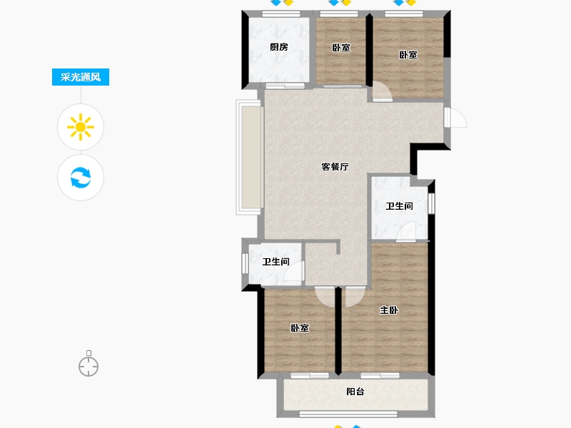 浙江省-杭州市-绿城湖上春风-95.59-户型库-采光通风