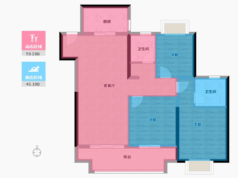 江苏省-南京市-龙池映-90.08-户型库-动静分区