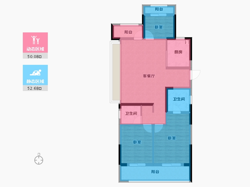 浙江省-杭州市-古墩彩虹轩-91.22-户型库-动静分区