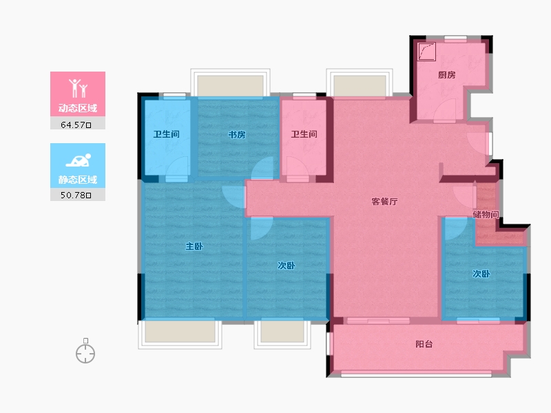 江苏省-南京市-水沐云筑-102.41-户型库-动静分区