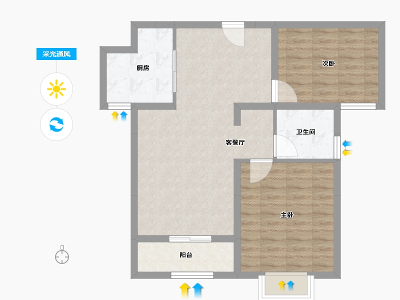 天津-天津市-华侨城碧桂园天境-68.00-户型库-采光通风