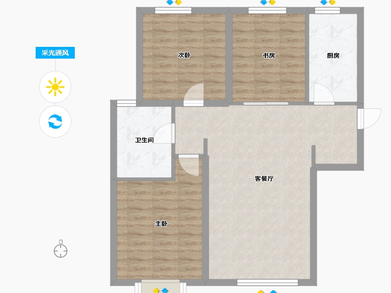 天津-天津市-北科建·水岸华府-78.40-户型库-采光通风