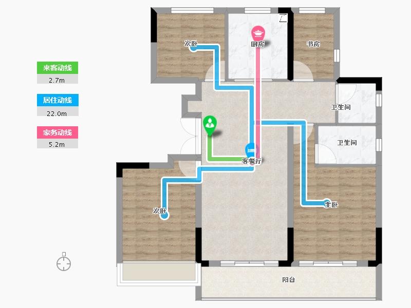 浙江省-杭州市-天润西麓府-102.00-户型库-动静线