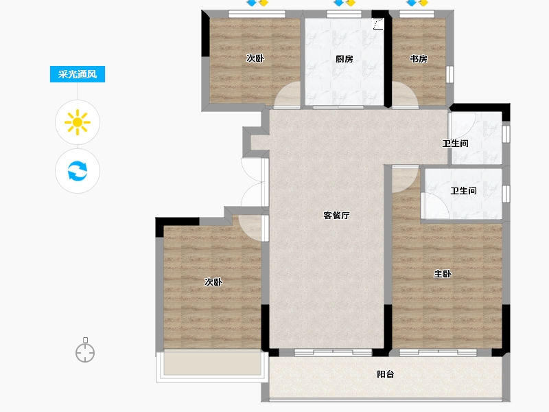 浙江省-杭州市-天润西麓府-102.00-户型库-采光通风