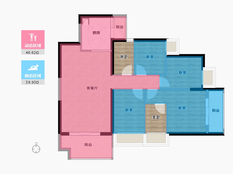 海南省-海口市-锦顺名居-84.69-户型库-动静分区