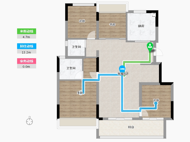 浙江省-杭州市-新希望美的长粼府-103.00-户型库-动静线