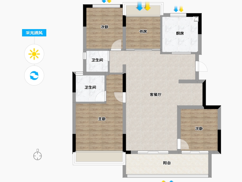 浙江省-杭州市-新希望美的长粼府-103.00-户型库-采光通风