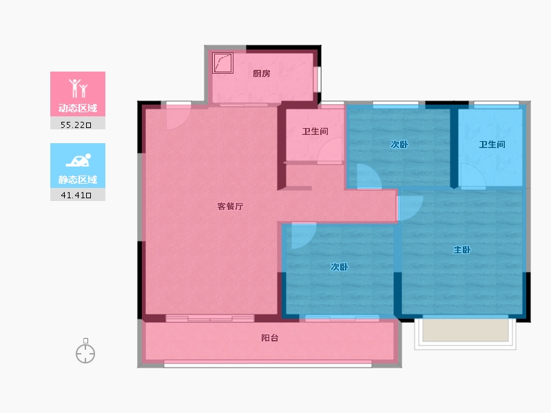 江苏省-南京市-江畔都会上城-86.40-户型库-动静分区