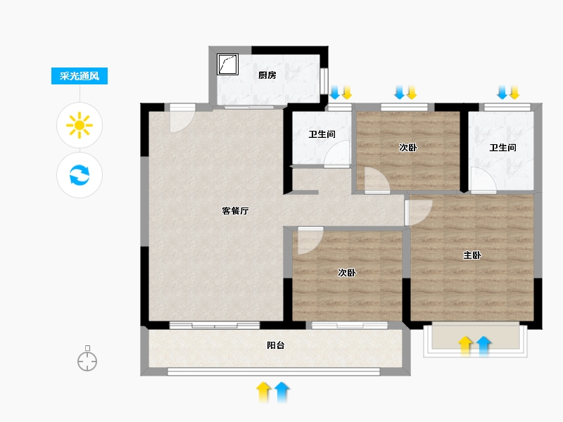 江苏省-南京市-江畔都会上城-86.40-户型库-采光通风