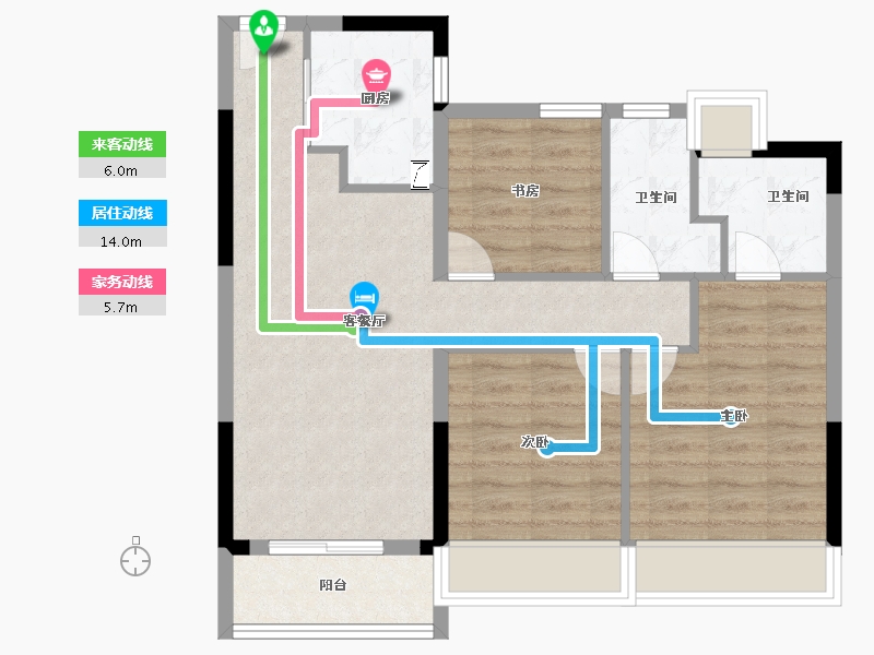 浙江省-杭州市-伟业熙境府-71.00-户型库-动静线