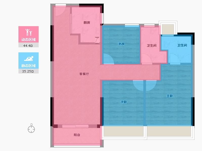 浙江省-杭州市-伟业熙境府-71.00-户型库-动静分区