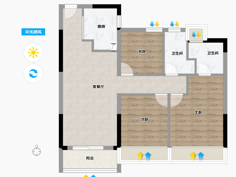 浙江省-杭州市-伟业熙境府-71.00-户型库-采光通风