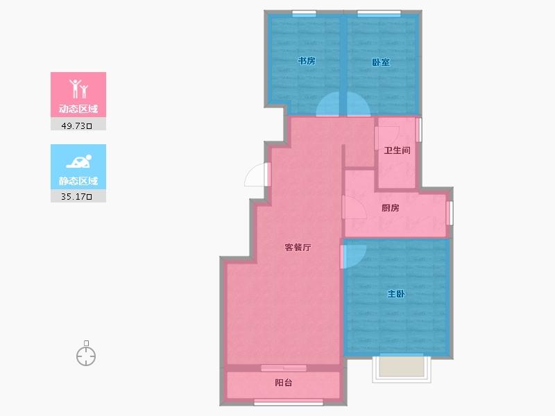 天津-天津市-宜禾南湾-76.00-户型库-动静分区