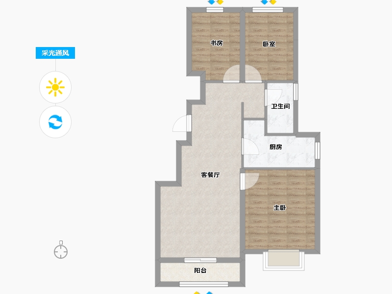 天津-天津市-宜禾南湾-76.00-户型库-采光通风