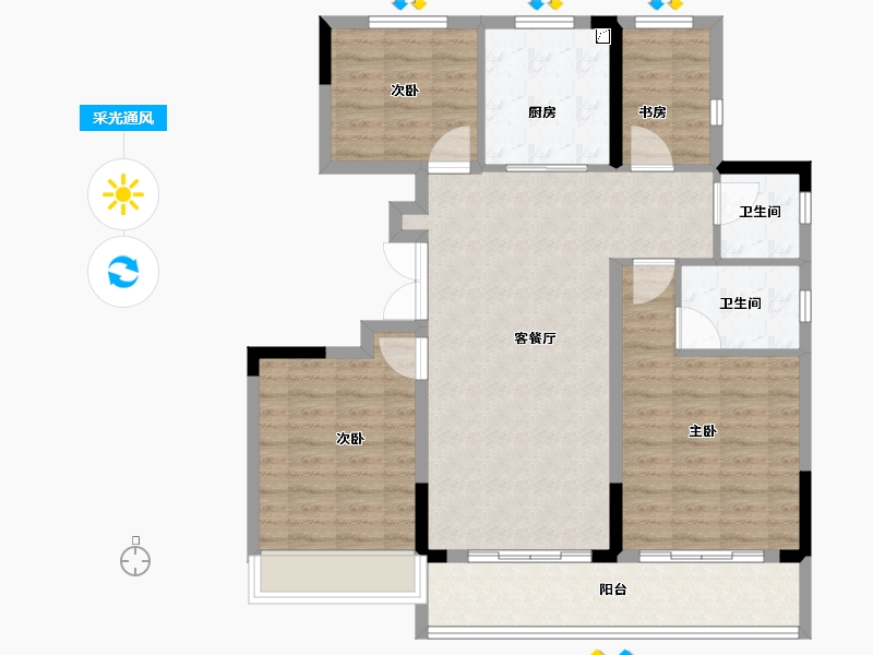 浙江省-杭州市-天润西麓府-100.00-户型库-采光通风