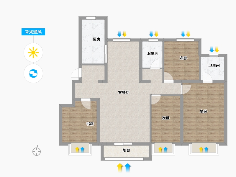 天津-天津市-宜禾南湾-108.00-户型库-采光通风