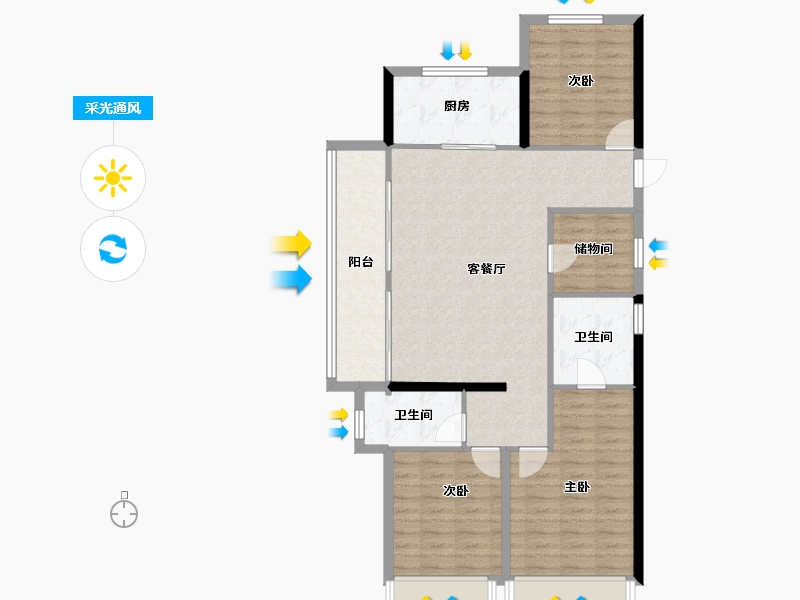 浙江省-杭州市-万科日耀之城-99.94-户型库-采光通风