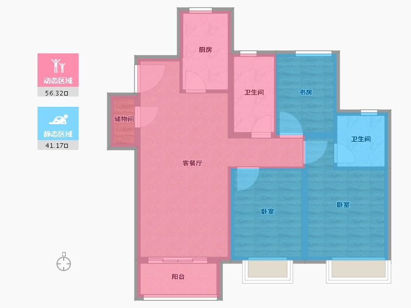 天津-天津市-中国铁建西派国印-87.20-户型库-动静分区