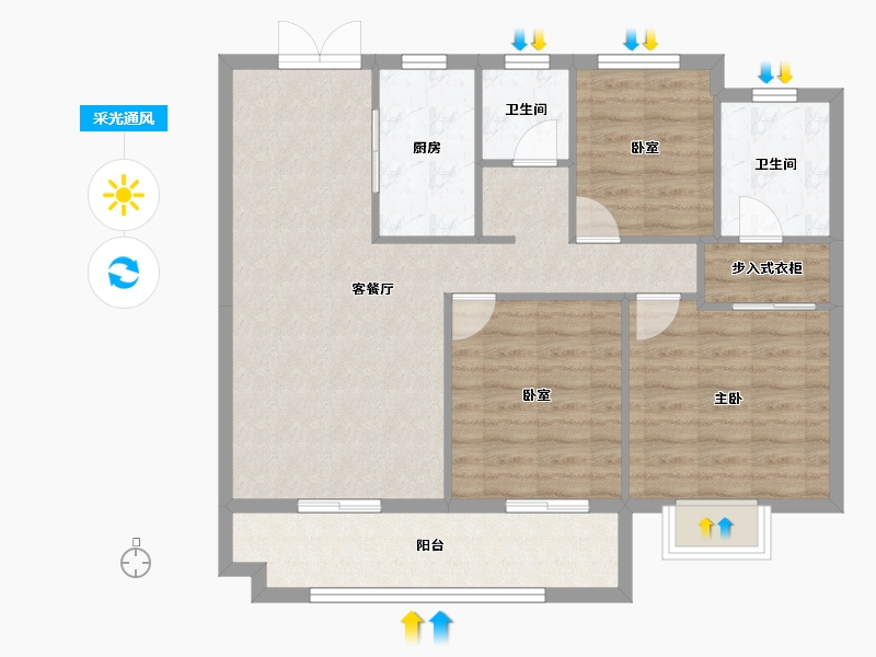 浙江省-台州市-福玺江南-94.00-户型库-采光通风