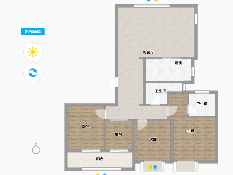 浙江省-杭州市-绿城春风金沙-112.80-户型库-采光通风