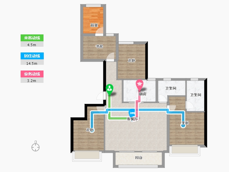 浙江省-杭州市-万科日耀之城-104.99-户型库-动静线