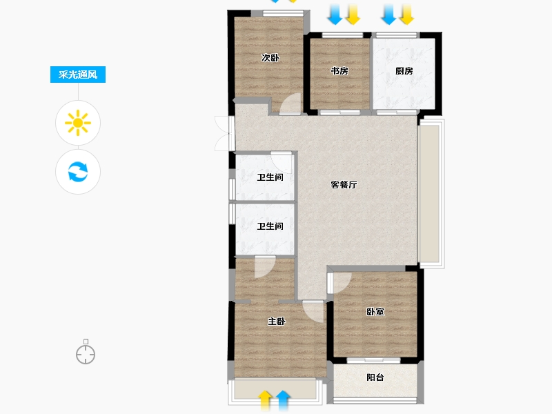 浙江省-杭州市-荷源府-98.50-户型库-采光通风