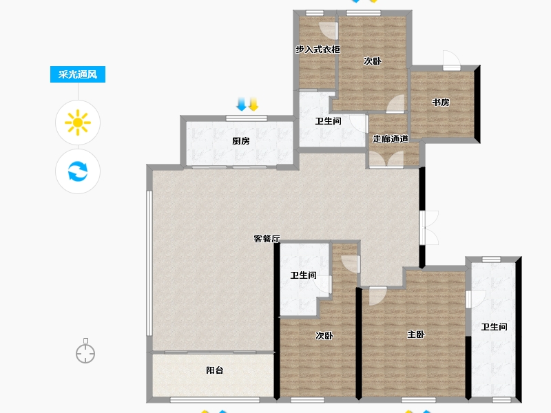 浙江省-杭州市-万科日耀之城-190.19-户型库-采光通风