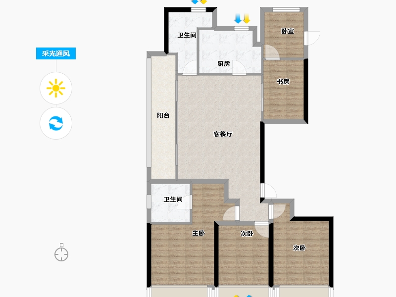 浙江省-杭州市-万科日耀之城-115.20-户型库-采光通风