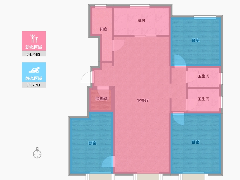 天津-天津市-和溪园-90.54-户型库-动静分区