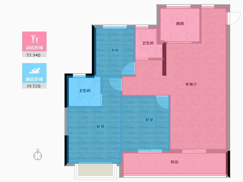 浙江省-杭州市-三盛大家汝悦美境府-81.58-户型库-动静分区