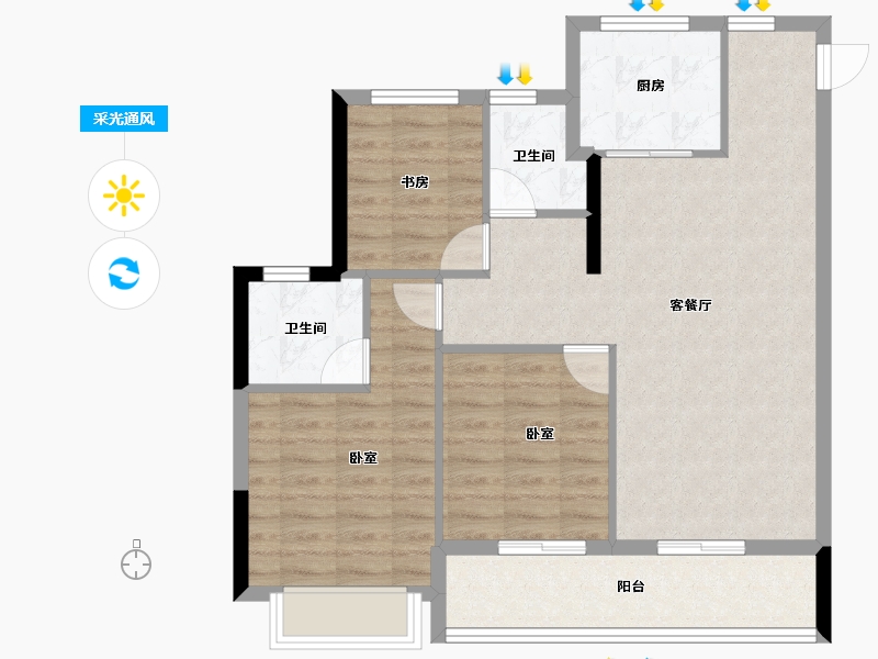 浙江省-杭州市-三盛大家汝悦美境府-81.58-户型库-采光通风