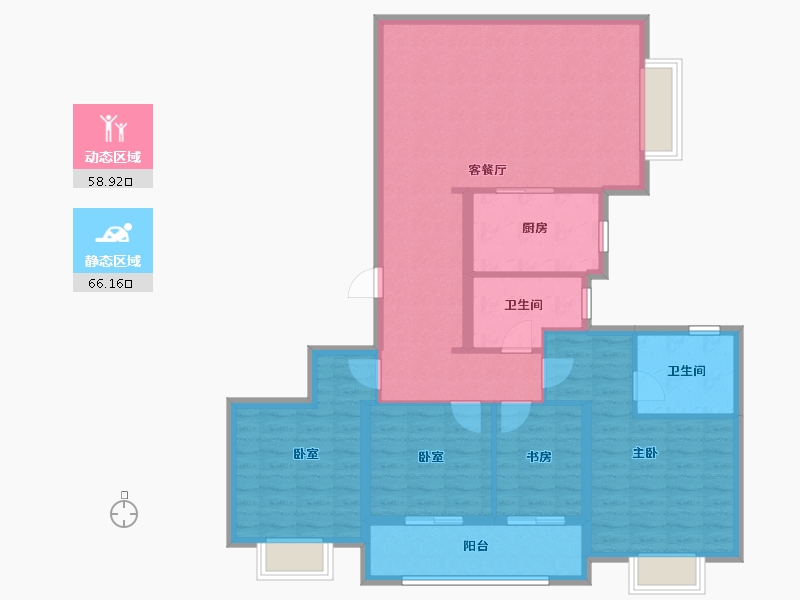 浙江省-杭州市-绿城春风金沙-112.67-户型库-动静分区