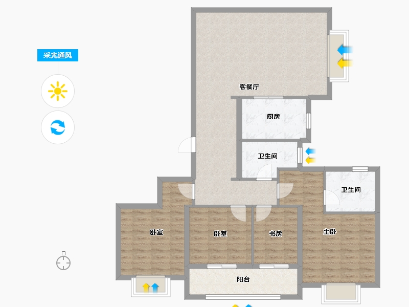 浙江省-杭州市-绿城春风金沙-112.67-户型库-采光通风