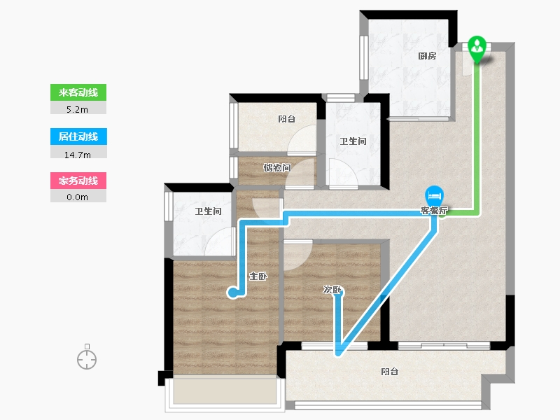 广东省-佛山市-映月湖保利天珺-77.60-户型库-动静线