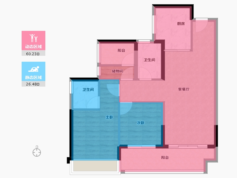 广东省-佛山市-映月湖保利天珺-77.60-户型库-动静分区