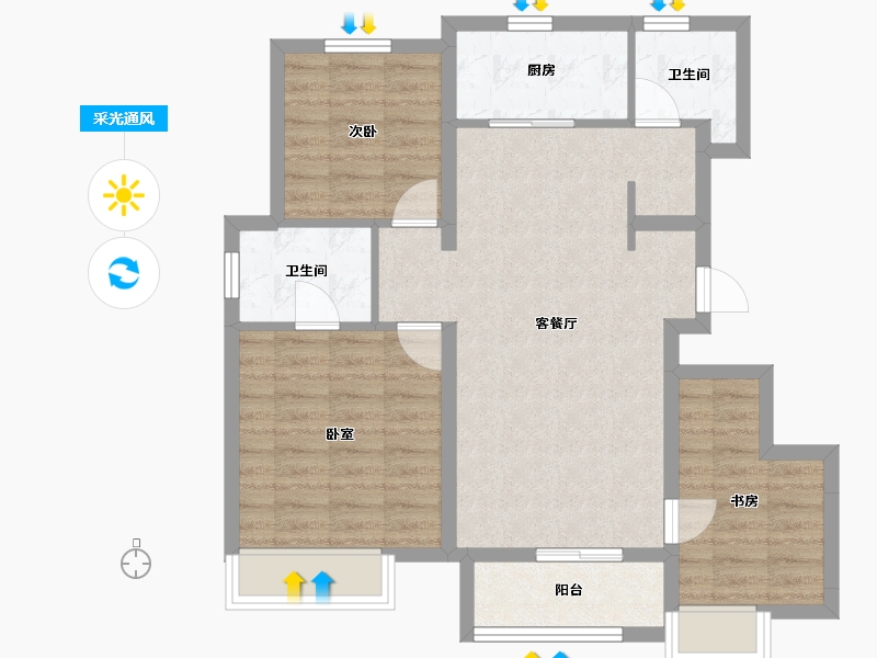 天津-天津市-实地常春藤-77.58-户型库-采光通风