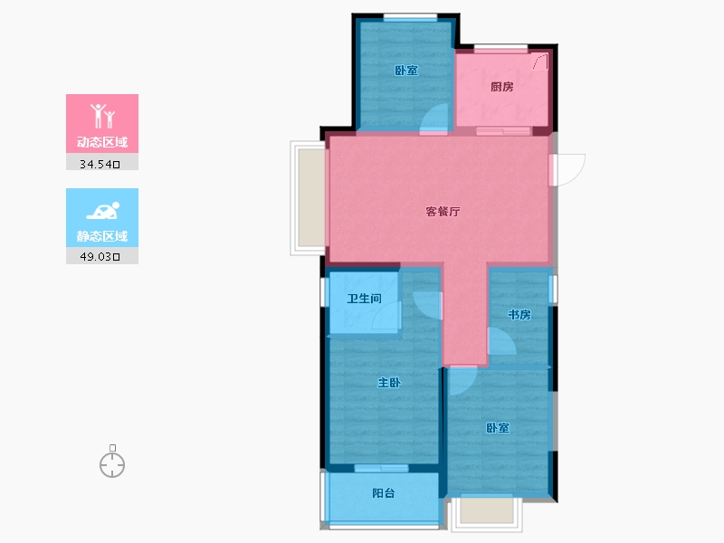 浙江省-杭州市-融创森与海之城-74.28-户型库-动静分区