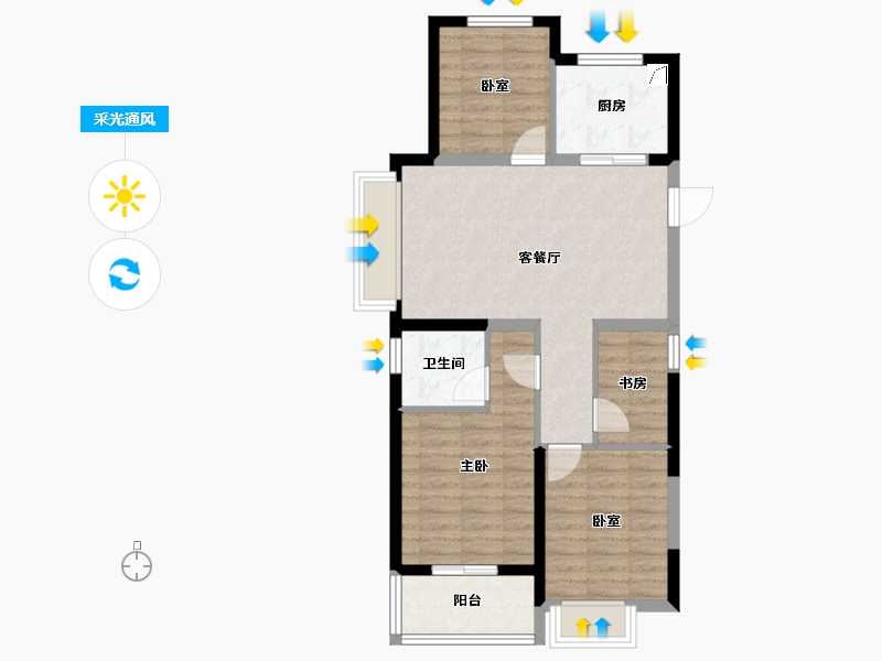 浙江省-杭州市-融创森与海之城-74.28-户型库-采光通风