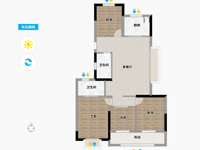 浙江省-杭州市-融创金昌启亚杭臻源-97.30-户型库-采光通风