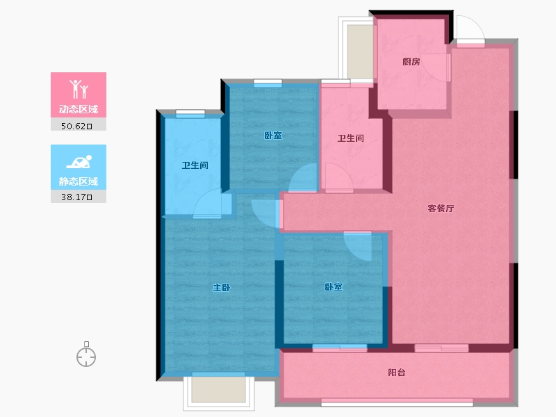 浙江省-杭州市-绿城湖上春风-78.68-户型库-动静分区