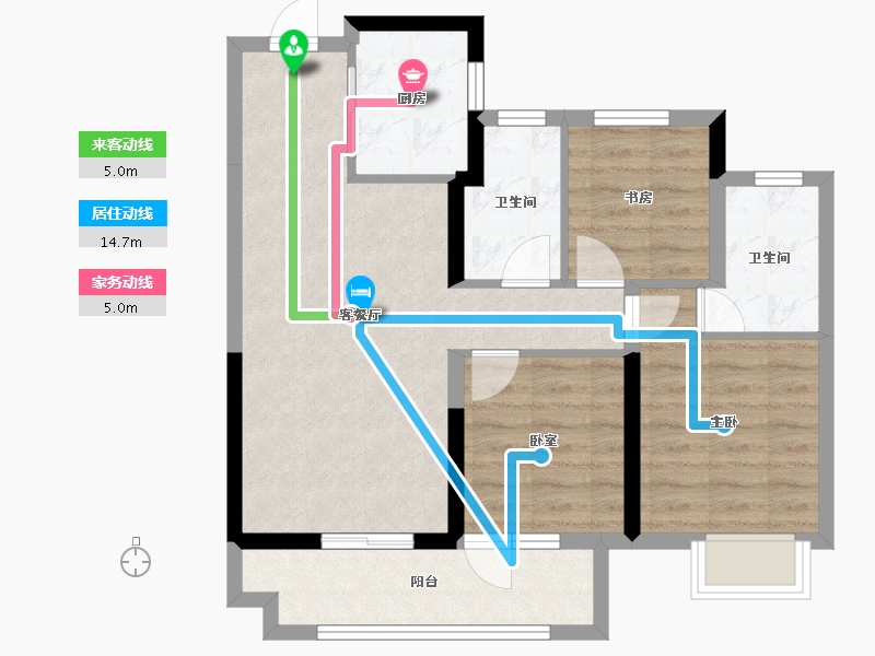 浙江省-杭州市-钱塘里-71.20-户型库-动静线