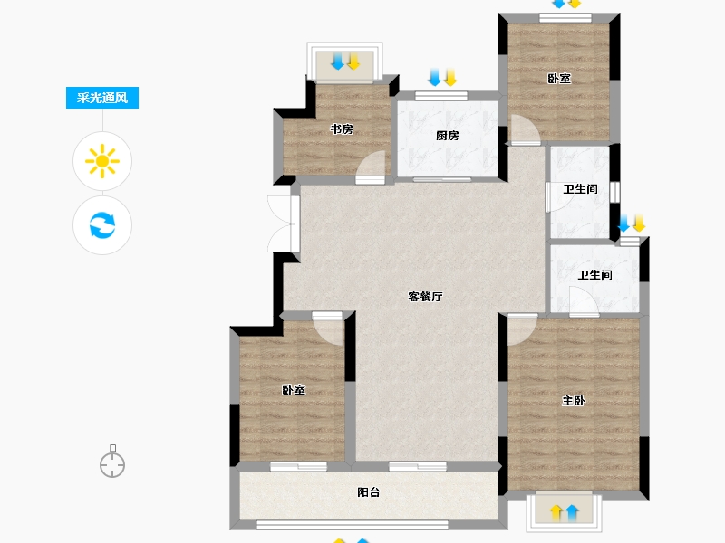 浙江省-杭州市-香港置地上河公元-100.80-户型库-采光通风