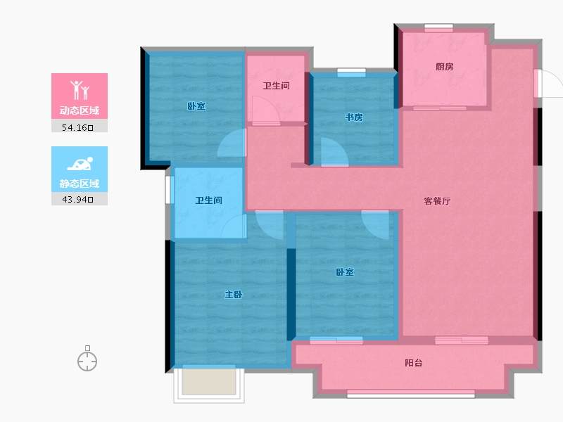 浙江省-杭州市-钱塘里-87.32-户型库-动静分区